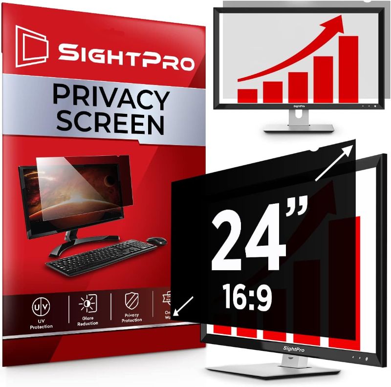 Photo 1 of SightPro 24 Inch 16:9 Computer Privacy Screen Filter for Monitor - Privacy Shield and Anti-Glare Protector