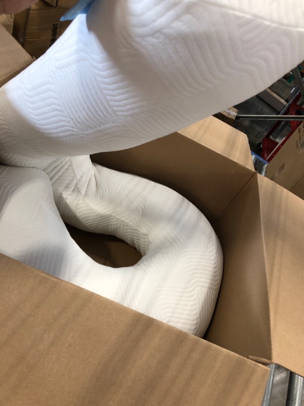 Photo 1 of Body Pillow for Adults - Soft Long Bed Pillows Insert for Sleeping - Shredded Memory Foam & Removable Washable Cover - Swan Shaped Side Sleeper Pregnancy Pillow 49 Inch (White Polygon) Pillow and Extra Pillowcase White Polygon