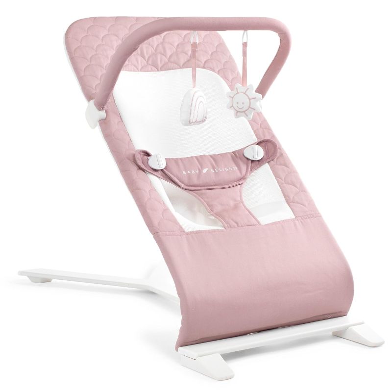 Photo 1 of Baby Delight Alpine Deluxe Portable Baby Bouncer | Infant | 0-6 Months | 100% GOTS Certified Organic Cotton Fabric | Organic Rose