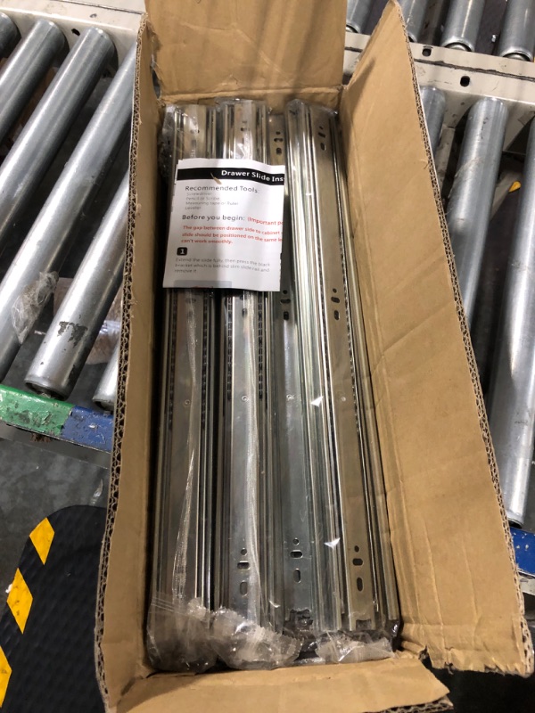 Photo 2 of 10 Pairs of 20 Inch Hardware 3-Section Full Extension Ball Bearing Side Mount Drawer Slides,100 LB Capacity Drawer Slide 20 Inch Zinc Plated