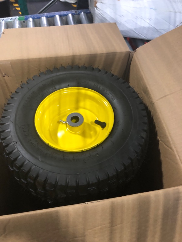 Photo 2 of 13x5.00-6 Tire and Wheel Assembly (2-Pack), Tubeless Lawn Mower Tire with Rim, with 3/4” Bushings and 3” Centered Hub Length