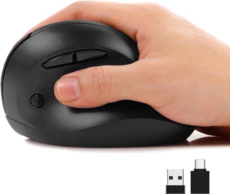 Photo 1 of Ergonomic Mouse Wireless, 2.4G Optical Vertical Mouse for Small Hands, Silent Click, 800/1200/1600 DPI, 6 Buttons, Right Handed, for Laptop, PC, Computer, Matte Black