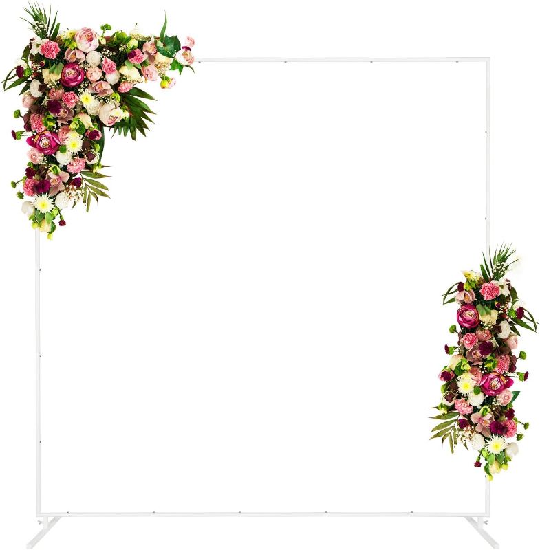 Photo 1 of 6.6FT x 6.6FT Wedding Arches for Ceremony, Square Metal Balloon Arch Stand, Rectangular Backdrop Stand for Anniversary Birthday Party Bridal Shower Decoration Home Decor, White