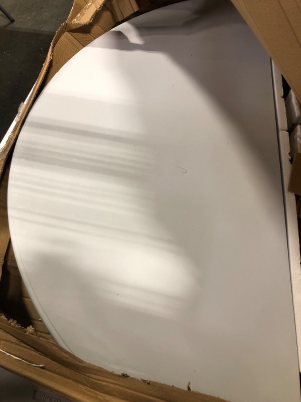 Photo 3 of ***DAMAGED***
 48" Round Folding Table, 4 Feet Portable Plastic Table Bi-Folding Heavy Duty Circle Commercial Card Table with Carrying Handle for Conference, Wedding, Dining, Picnics Outdoor Table, White ****USED*** BOX IS DAMAGED*** 