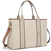 Photo 1 of Missnine Tote Bag Canvas Laptop Bag 15.6 inch Briefcase for Women Large Capacity Handbag for Office, School, Travel