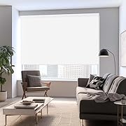 Photo 1 of 100% Blackout Roller Window Shades, Room Darkening Window Blinds with Thermal Insulated Fabric, Corded Roll Pull Down Shades for Home and Office (OffWhite -Width 12", Max Drop Height 79")