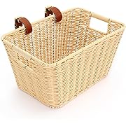 Photo 1 of ANZOME Bike Basket Front, Hand-Woven Wicker Bike Basket with Dual Side Carrying Handles | Stylish Front Handlebar Bicycle Basket for Shopping, Picnics, and Commuting