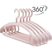 Photo 1 of 10 Pack Heavy Duty Hangers Swivel Hook Clothes Hanger Wide Shoulder Non Slip Pants Bar Thick Plastic Coat Hanger 25 lb Load Pink