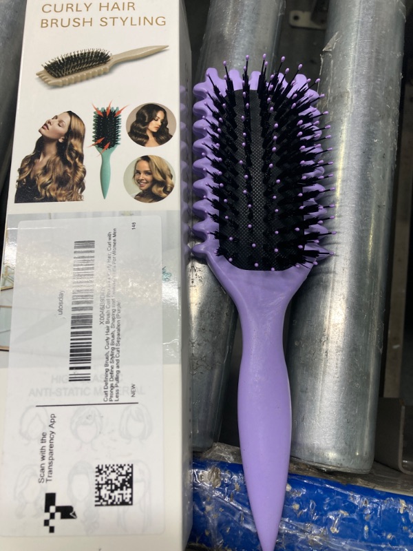 Photo 2 of Curl Defining Brush, Curly Hair Brush Curl Brush for Curly Hair, Curl with Prongs Define Styling Brush, Shaping and Defining Curls For Women Men Less Pulling and Curl Separation (Purple)