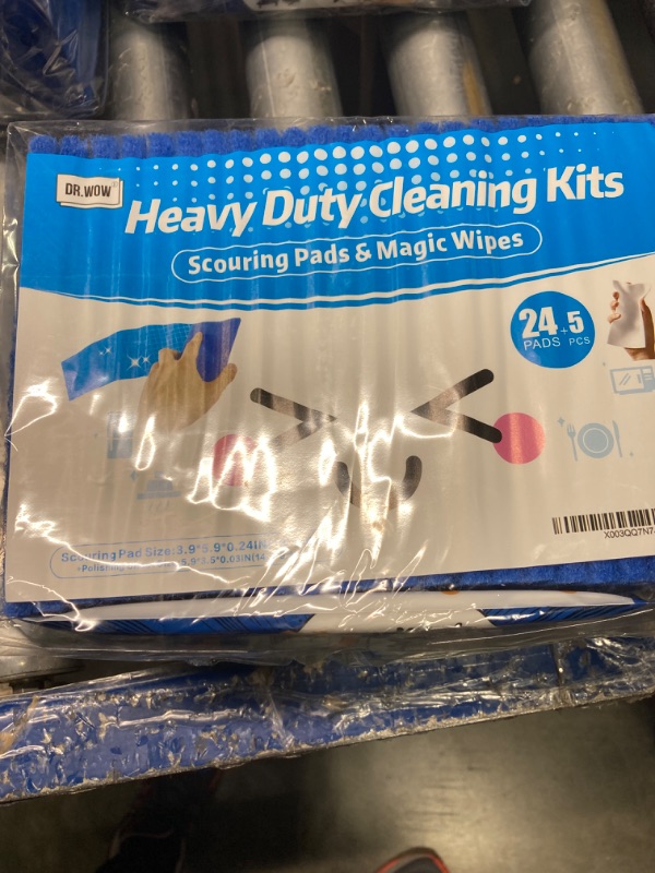 Photo 2 of Heavy Duty Cleaning Kits,Scouring Pads and Magic Wipes for Kitchen,Dish Cleaning (Blue)24+5PACK