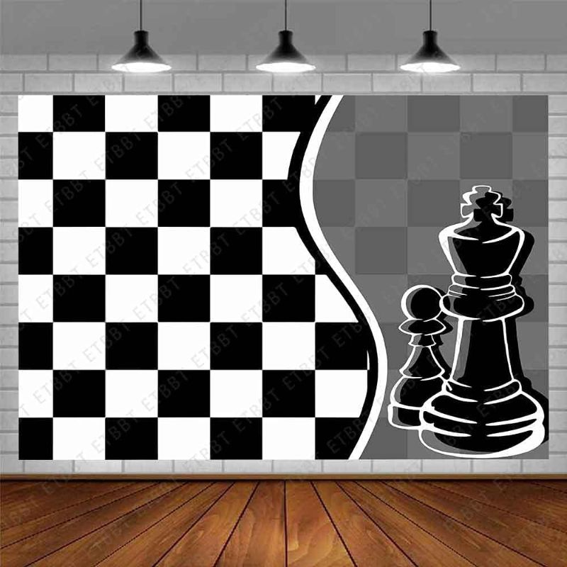 Photo 1 of EMDSPR 7x5ft Chess Theme Backdrop Black and White Checkered Photography Background Modern Simple Birthday Party Decor Wallpaper Banner Photo Studio Props Vinyl BJRLPR114
