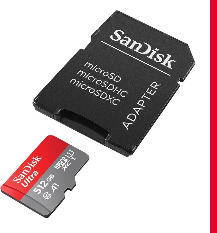 Photo 1 of SanDisk 512GB Ultra microSDXC UHS-I Memory Card with Adapter - Up to 150MB/s, C10, U1, Full HD, A1, MicroSD Card - SDSQUAC-512G-GN6MA [New Version]