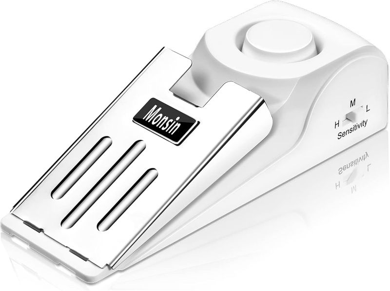 Photo 1 of Door Stop Alarm, Door Stopper with 120DB Security Alarm, Floor Wedge Doorstop for Travel Apartment Home House (Pack of 1)