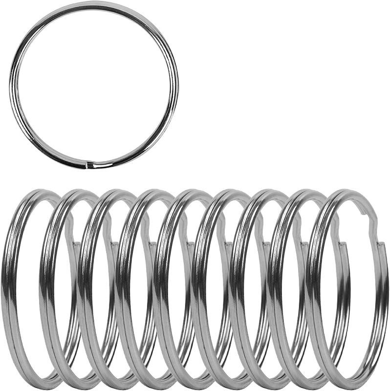 Photo 1 of 2 Inch Flat Key Rings - Large Split Key Rings - Silver Steel Round Edged Circular Keychain Ring Clips - Sturdy Key Chain Ring Connector (Pack of 10)  ***ONE MISSING, 9 TOTAL***
