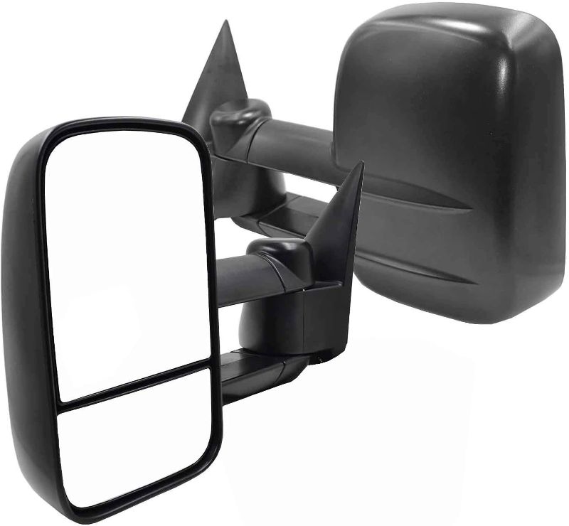 Photo 1 of New Pair Towing Mirrors Manual Operated Textured Black Telescoping Trailer Side Mirrors Fit Chevy/GMC/Cadillac Silverado Sierra Avalanche Suburban Tahoe Yukon XL Escalade EXT ESV