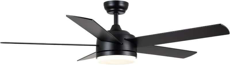 Photo 1 of  52 inch Black Ceiling Fan with Lights and Remote Control,Dimmable tri-Color temperatures LED,Quiet Reversible Motor,5 Blades Modern Ceiling Fans for Indoor.