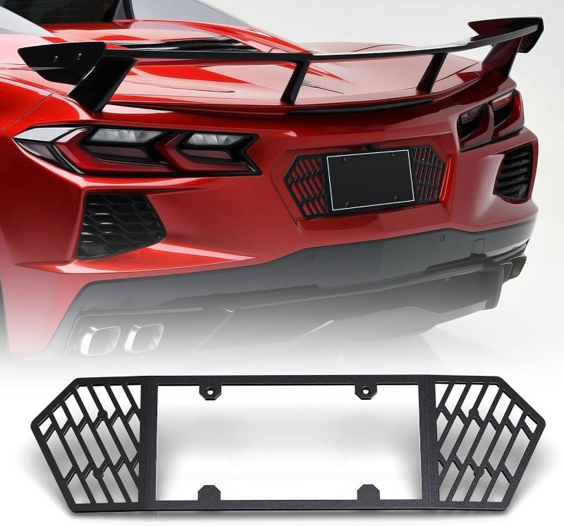 Photo 1 of RENO C8 Rear License Plate Frame, Aluminum Curved CNC Black Anodizing Tag Frame Compatible with 2020-2023 Corvette C8 (1 Pack)