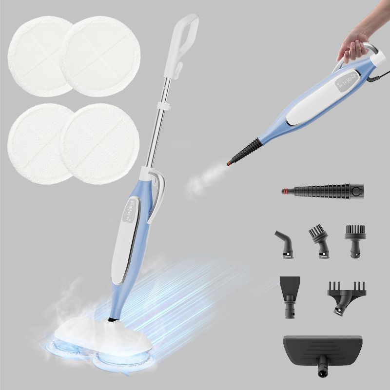 Photo 1 of ***NON FUNCITONAL//SOLD AS PARTS*** 
Spin Steam Mop for Hard Floor, Steam & Scrub All-in-One Hardwood Floor Rotate Mop with 3 Steam Modes, 4 Dirt Grip Soft Washable Pads, Handheld Steam Cleaner with Multiple Accessories, SC1070 by Sandoo