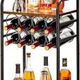 Photo 1 of 3 Tier Wine Rack Freestanding Floor,Small Liquor Bar Cabinet with 8-Bottle Wine Holder,Corner Wine Bar Cabinet Holder with Tabletop,Mini Floor Liquor Stand for Home Bar,Kitchen,Dining Room,Living Room