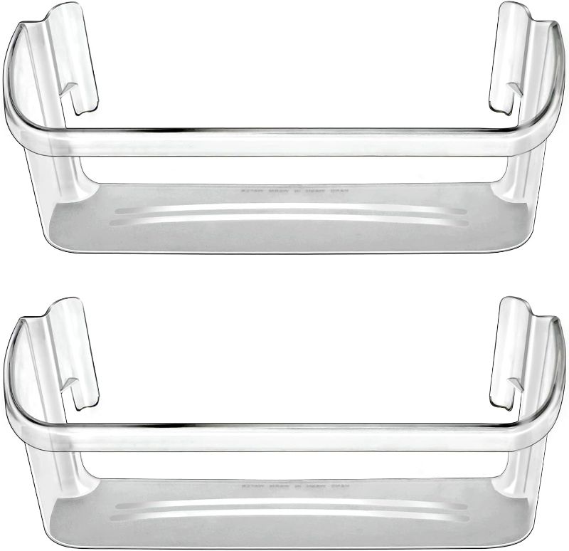 Photo 1 of 240323002 Refrigerator Door Bin Shelf Compatible with Frigidaire or Electrolux, Bottom 2 Shelves on Refrigerator Side, Clear, Double Unit, Replaces PS429725, AP2115742