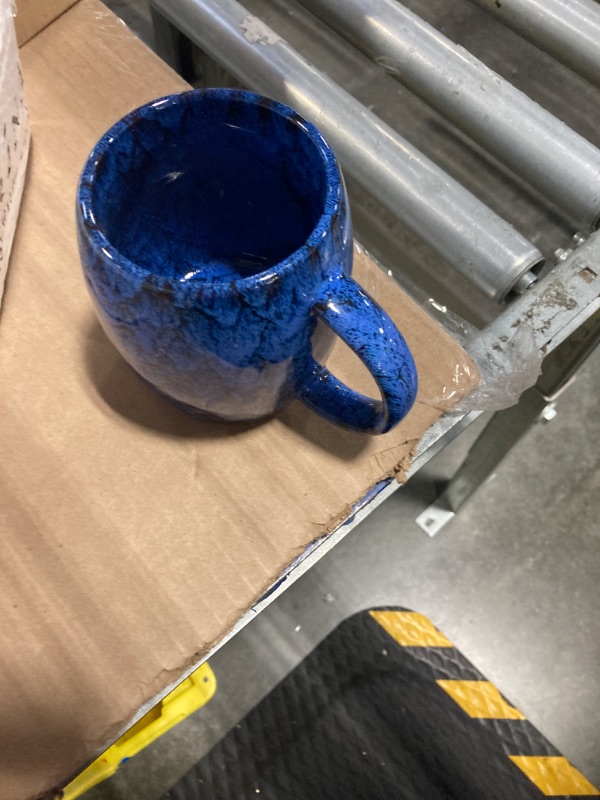 Photo 3 of 26 Oz Extra Large Ceramic Coffee Mug, Handmade Pottery Oversized Tea Cup for Office and Home, Microwave and Dishwasher Safe, Unique Texture Glaze Jumbo Mugs with Big Handle for Milk Cocoa (Deep Blue)