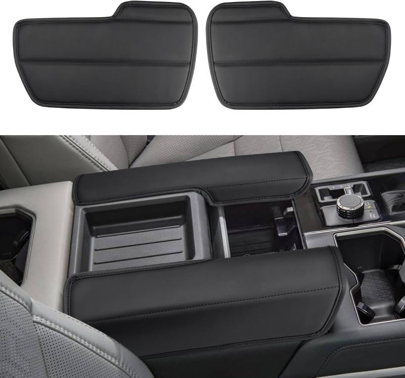 Photo 1 of INTGET Center Console Cover for 2022 2023 2024 Toyota Tundra Accessories Leather Middle Armrest Cover Car Console Lid Protector for 2023 2024 Toyota Sequoia Accessories (Black Leather)