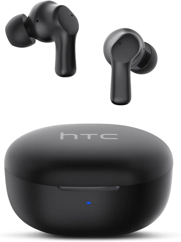 Photo 1 of HTC True Wireless Earbuds 1 Bluetooth 5.1 with USB-C Charging Case, 32-Hour Playtime, Built-in Microphone with ENC, Touch Control Wireless Earbuds- Black