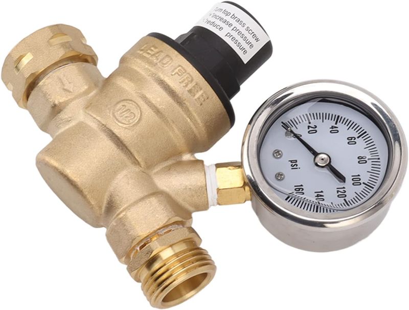 Photo 1 of *** WATER DAMAGED***RV Water Pressure Regulator Valve Brass, Features a Double Inlet Screen, Helps Filter Out Gravel, Debris and Other Particles