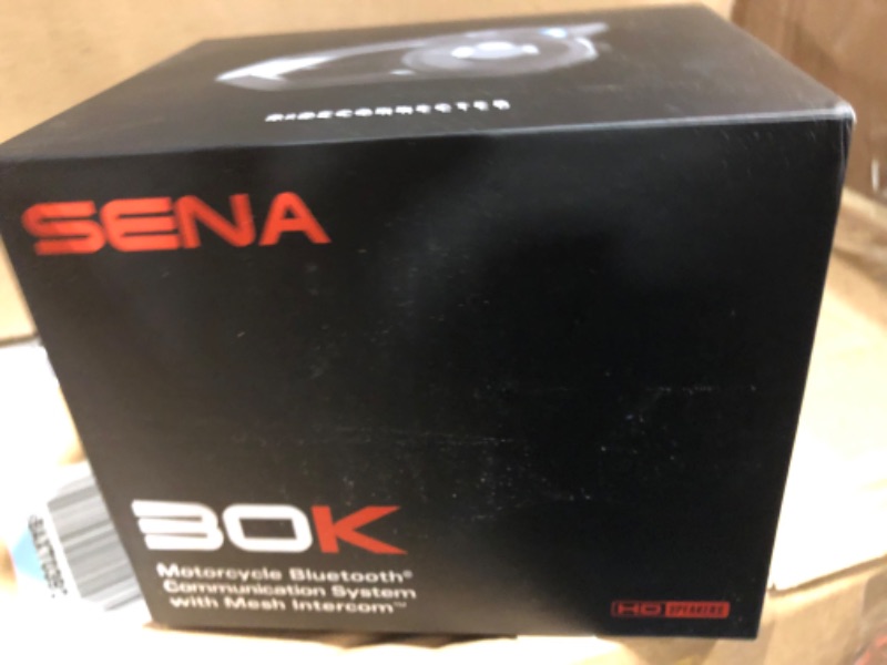 Photo 2 of Sena 30K Motorcycle Bluetooth Headset Mesh Communication System, Black, Single Pack with HD Speakers Single Pack with HD Speakers Headset