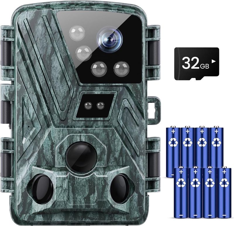 Photo 1 of KJK 4K 32MP Trail Camera, Game Camera with Night Vision 0.1s Trigger Time Motion Activated, 85ft 120°Wide-Angle IP66 Waterproof Trail Cam with 2.4”LCD for Outdoor Garden Backyard Wildlife Monitoring