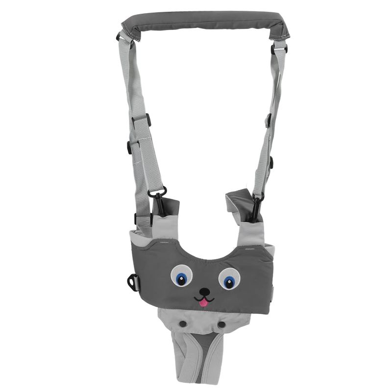 Photo 1 of Baby Walking Harness Safe Cute Walking Aid Cartoon Pattern Handheld Adjustable Home Use (Cardi Gray - Puppy)