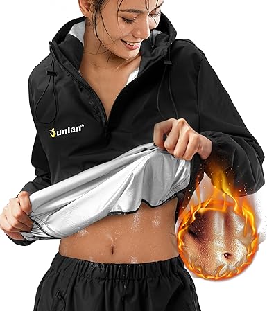 Photo 1 of Junlan Sauna Suit for Women Sweat Sauna Pants Sweat Jacket Workout Sweat Suits for Women Medium