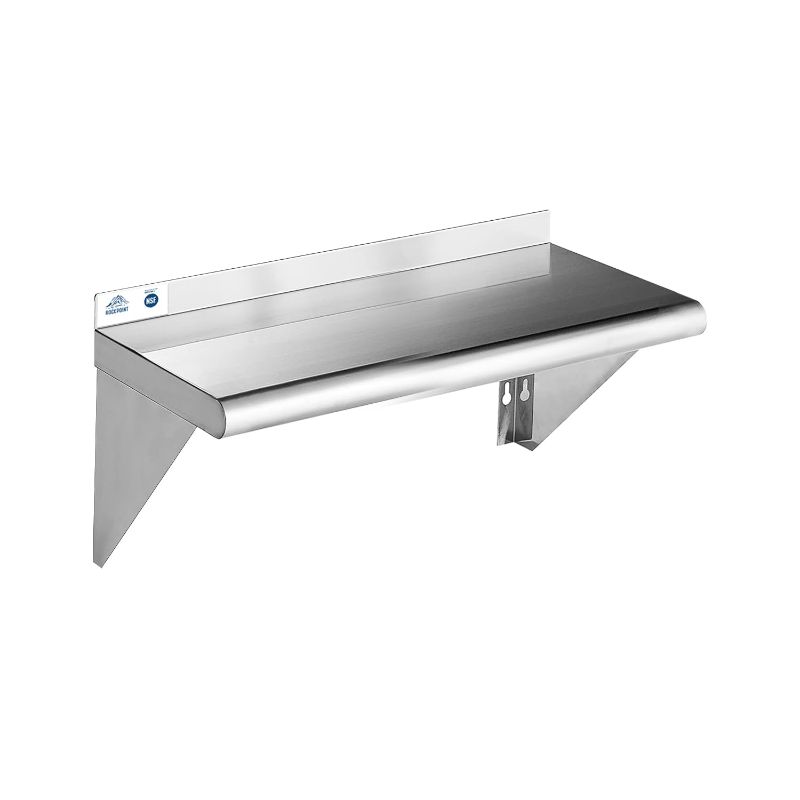 Photo 1 of ***USED****It’s 10” x 16”****ROCKPOINT Stainless Steel Shelf 10 x 16 Inches, NSF Commercial Wall Mount Floating Shelving for Restaurant, Kitchen, Home and Hotel, Silver