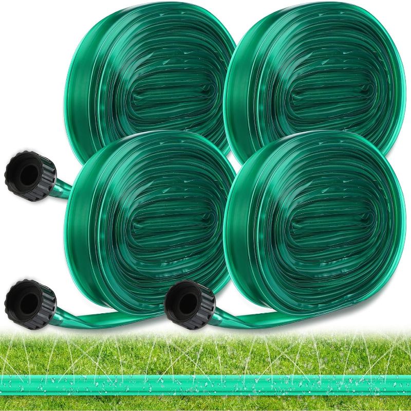 Photo 1 of ***FOR PARTS*** 4 Pcs 1/2" PVC Flat Soaker Hose 200ft Drip Hoses Heavy Duty Sprinkler Hose Double Layer Ground Soaker Leakproof and Easy to Install Save 70% Water for Garden Lawn Beds Irritation