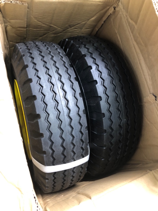 Photo 3 of MaxAuto 4.10/3.50-6" Flat Free Tire Replacement for John Deere Mower, Hand Truck/All Purpose Utility Tire on Wheel, 