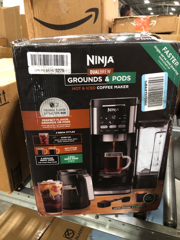 Photo 2 of *** NOT FUNCTIONAL**** SELLING AS PARTS***
Ninja CFP101 DualBrew Hot & Iced Coffee Maker, Single-Serve, compatible with K-Cups & 12-Cup Drip Coffee Maker, Black 3 Brew Styles