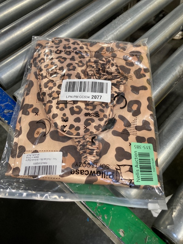 Photo 2 of 2 Pack Satin Pillowcase for Hair and Skin, Leopard Print with Envelope Closure, Satin Silk Pillow Cases 20x36 inches/King Size Leopard King