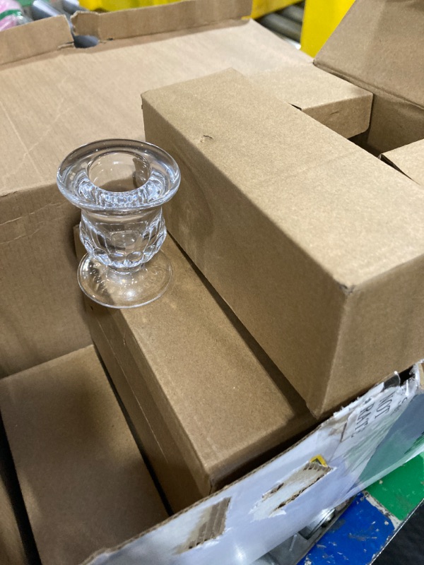 Photo 2 of 48 Pieces Glass Taper Candle Holders 2.5 Inch Clear Glass Taper Candlestick Holders Bulk Elegant Glass Candle Holders for Table Centerpiece Wedding Christmas Thanksgiving Party Decor (Clear)