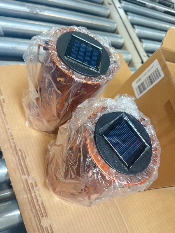 Photo 1 of 2 Pack Hummingbird Solar Lanterns Outdoor Hanging Lantern Lights, Hollowed-Out Metal Decor Lantern 2 Hummingbirds
