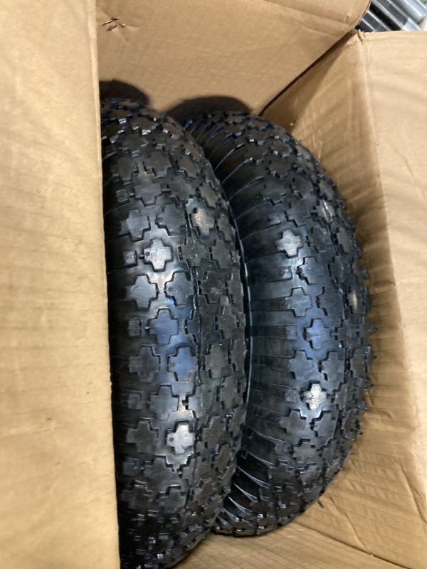 Photo 3 of 16 Inch 2 PCS Rubber Pneumatic Replacement Tires and Wheels 4.80/4.00-8" with 5/8'' Axle Bore Hole, Inflated Air Wheel for Wheelbarrow/Wagon/Hand Truck/Trolley/Garden Cart/Trailers/Dolly etc.