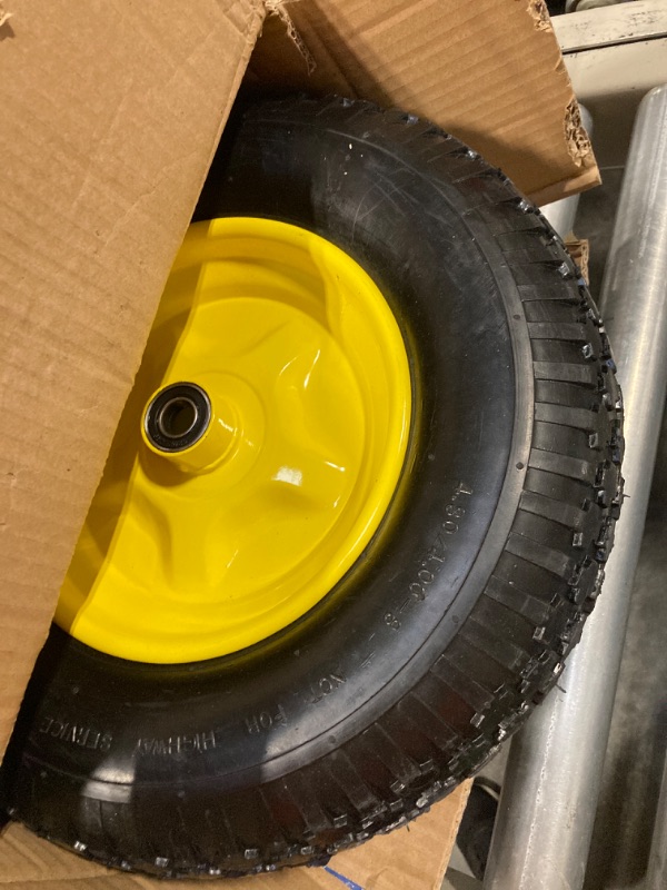 Photo 4 of 16 Inch 2 PCS Rubber Pneumatic Replacement Tires and Wheels 4.80/4.00-8" with 5/8'' Axle Bore Hole, Inflated Air Wheel for Wheelbarrow/Wagon/Hand Truck/Trolley/Garden Cart/Trailers/Dolly etc.