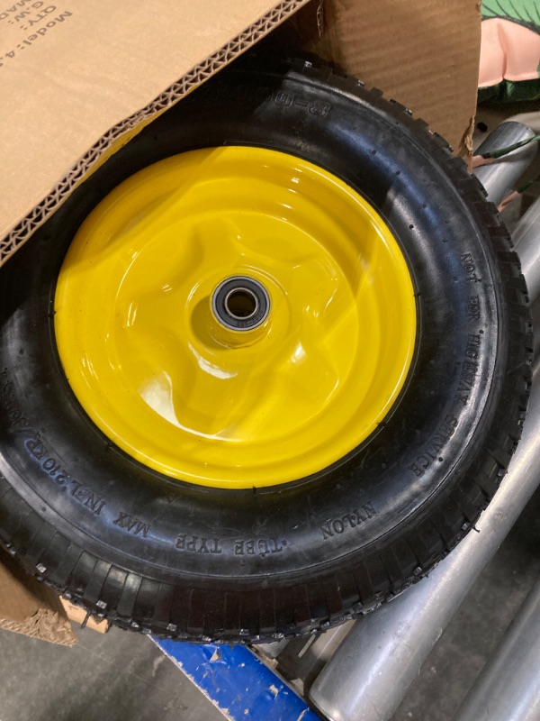 Photo 4 of 16 Inch 2 PCS Rubber Pneumatic Replacement Tires and Wheels 4.80/4.00-8" with 5/8'' Axle Bore Hole, Inflated Air Wheel for Wheelbarrow/Wagon/Hand Truck/Trolley/Garden Cart/Trailers/Dolly etc.