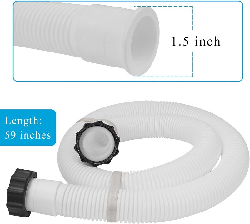 Photo 1 of 1.5" Diameter Pool Pump Replacement Hose for Intex Filter Pumps Sand Pump & Saltwater Systems - 59" Long(2 Pack)
