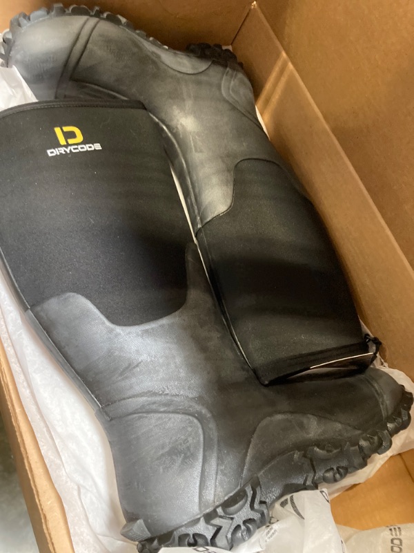 Photo 1 of D DRYCODE Work Boots for Men with Steel Shank, Waterproof Rubber Boots, Warm 6mm Neoprene Anti Slip Rain Boots, Black, Size 5-14