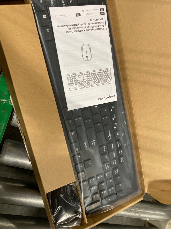 Photo 1 of Amazon Basics Full-Sized Wireless Keyboard & Mouse Combo, 2.4 GHz USB Receiver, QWERTY Layout, Black