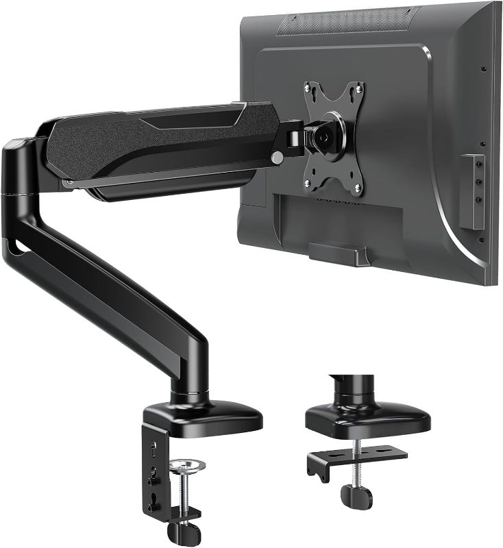 Photo 1 of MOUNTUP Single Monitor Desk Mount, Adjustable Gas Spring Monitor Arm Support Max 32 Inch, 4.4-17.6lbs Screen, Computer Monitor Stand Holder with Clamp/Grommet Mounting Base, VESA Mount Bracket, MU0004