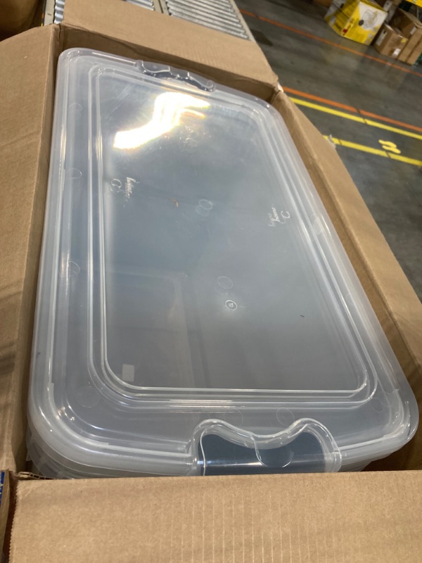 Photo 1 of HOMZ 112 Quart Extra Large Rectangular Clear Plastic Storage Container Bins with Secure Latching Lid, Grey Latch, (2-Pack) Gray 112 QT (2 Pack)
