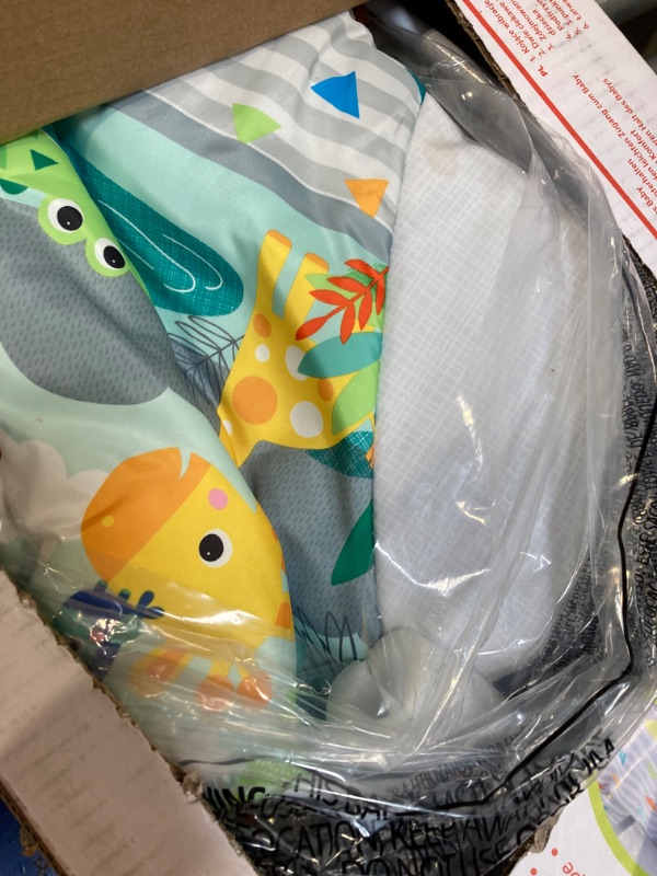 Photo 1 of Bright Starts Safari Fun 3-Point Harness Vibrating Baby Bouncer with Toy bar