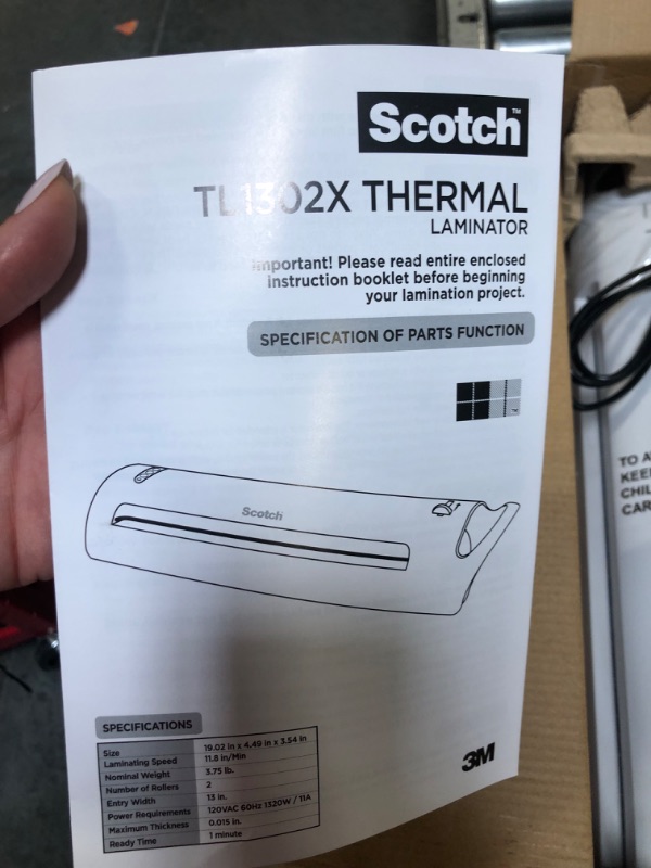 Photo 2 of Scotch TL1302X Thermal Laminator, Gray, 13 in., 1 Laminating Machine