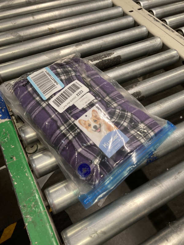 Photo 2 of Kuoser Warm Dog Coat, Reversible Dog Jacket Waterproof Dog Winter Coat British Style Plaid Dog Clothes Pet Dog Cold Weather Coats Cozy Snow Jacket Vest for Small Medium Large Dogs Purple L
